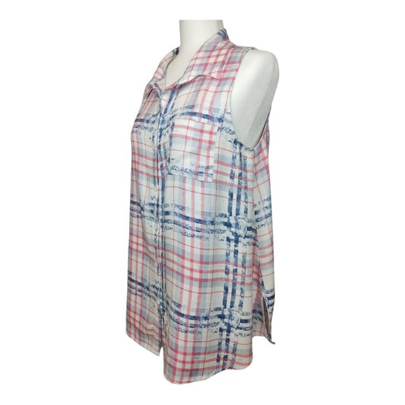 Soieblu High-Low button up Top with Collar Size Large - Picture 2 of 5